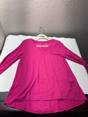 Chico's Women's Long Sleeve V-Neck Top - Hot Pink